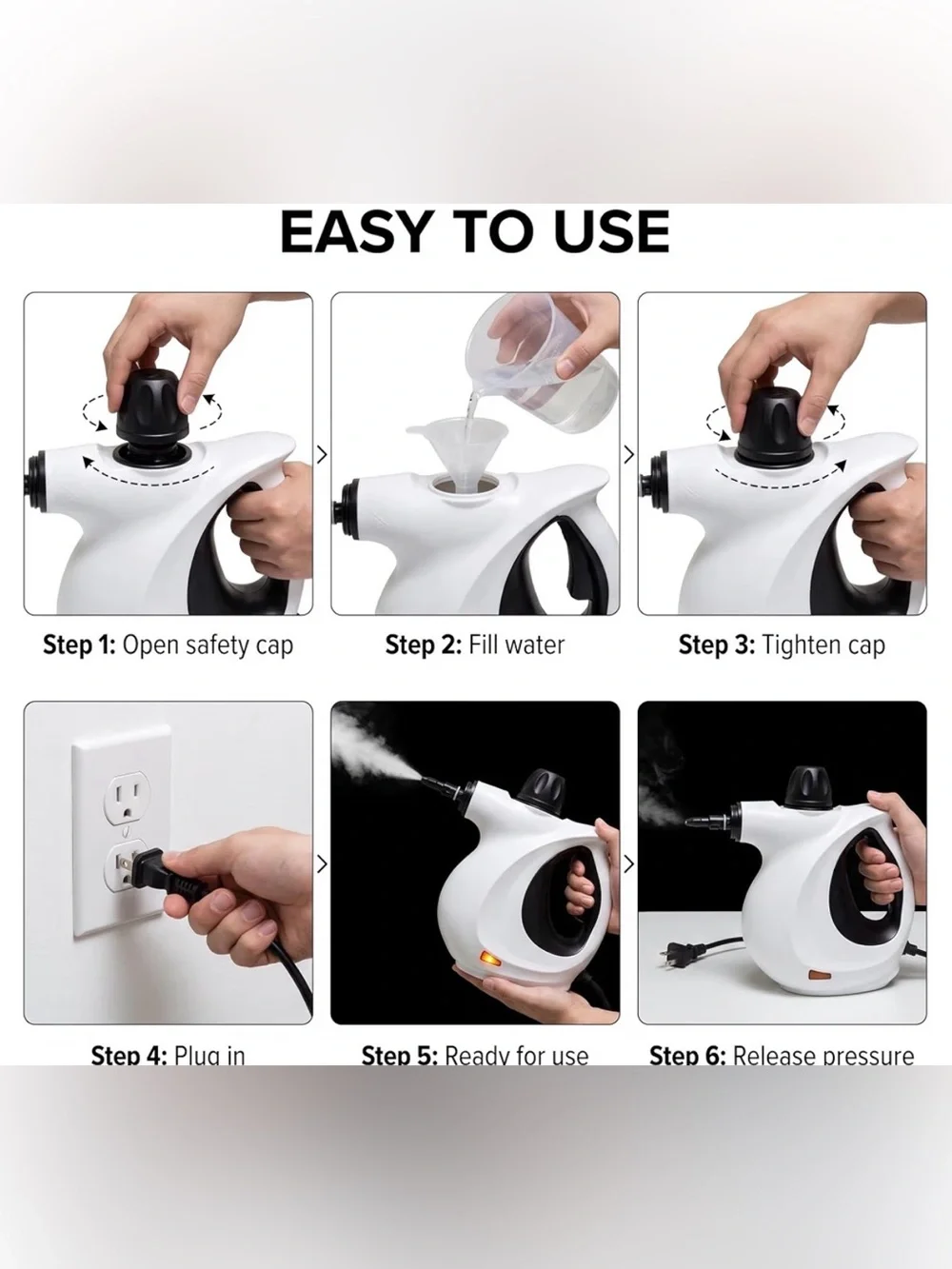White Handheld Steam Cleaner with Accessories